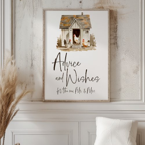 Country Farm Chicken Wedding Advice & Wishes Poster