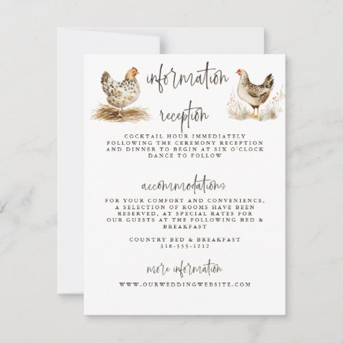 Country Farm Chicken Wedding Enclosure Cards