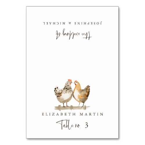 Country Farm Chicken Wedding Guest Place Card