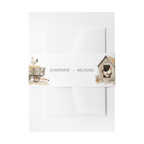 Country Farm Chicken Wedding Invitation Belly Band