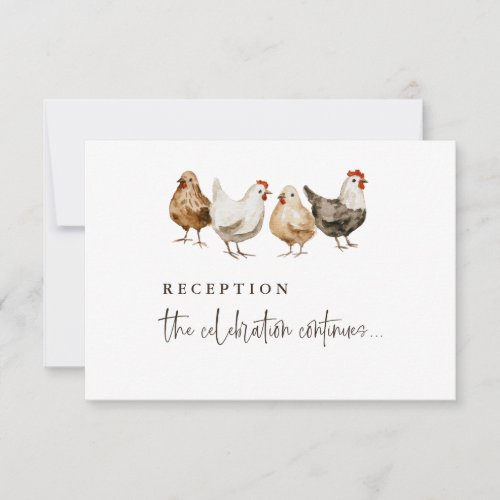 Country Farm Chicken Wedding Reception Cards