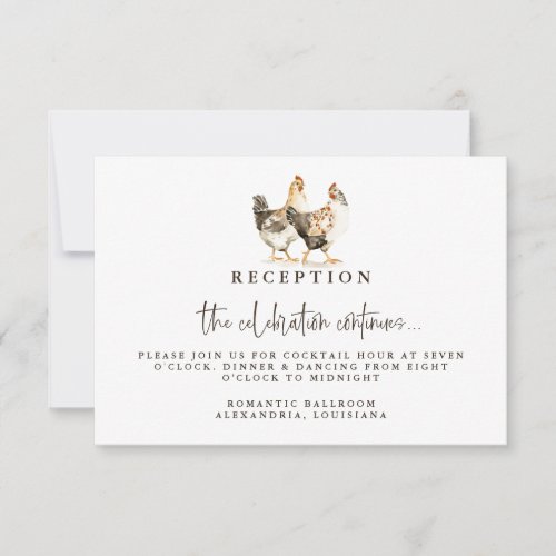 Country Farm Chicken Wedding Reception Cards