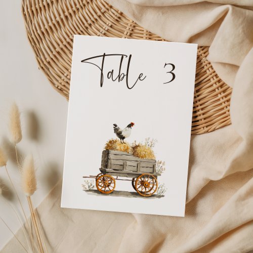 Country Farm Chicken Wedding Table Number