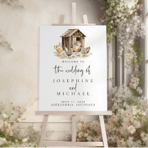 Country Farm Chicken Wedding Welcome Sign