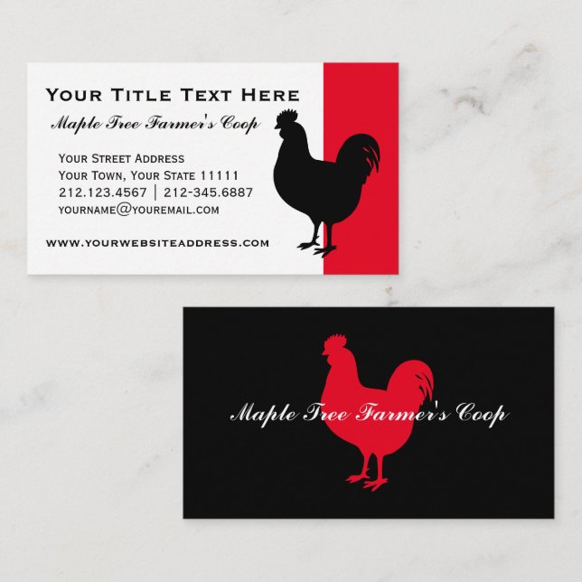 Country Farm Coop Vintage Rooster Business Card (Front/Back)