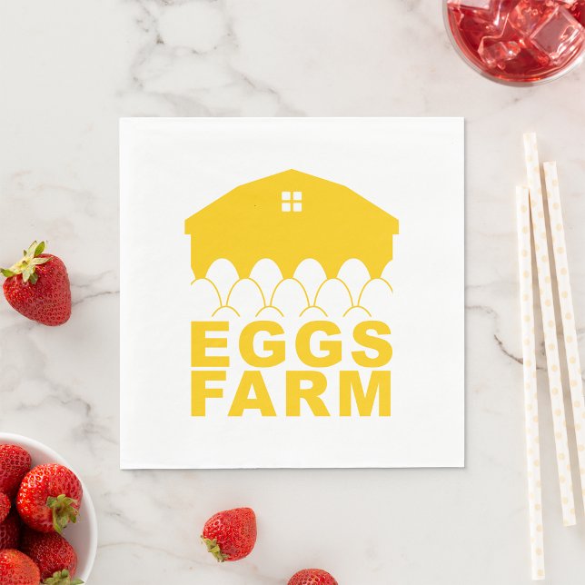 Country Farm Eggs Yellow Barn Napkins (Creator Uploaded)