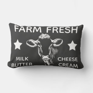 Country Farm Fresh Dairy Cow Lumbar Pillow