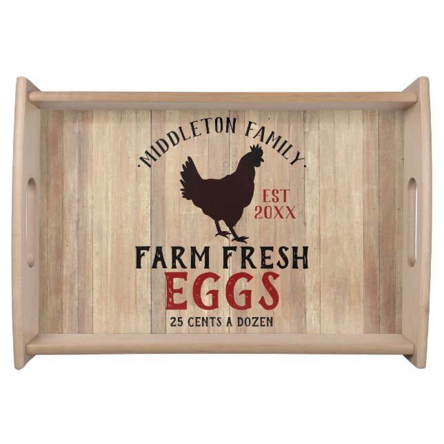 Country Farm Fresh 🥚🐓 Eggs Serving Tray (Front)