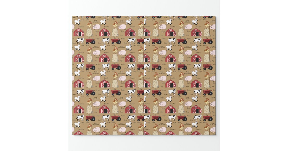 Country Farm fun wrapping paper | Zazzle