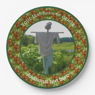 Country Farm Garden Scarecrow Personalized Party  Paper Plates