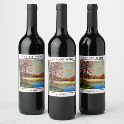 Country Farm House Artwork Wine Label