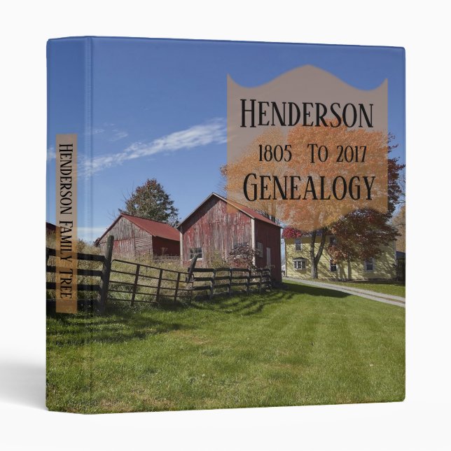 Country Farm House Family Tree Binder (Front/Spine)