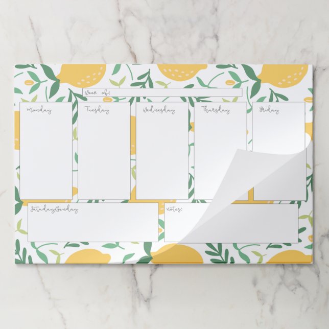 Country Farm Lemon Pattern Weekly Paper Pad (Folded)