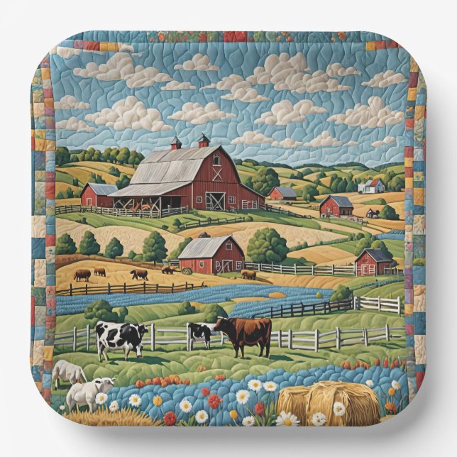 Country Farm Quilt Paper Plates (Front)