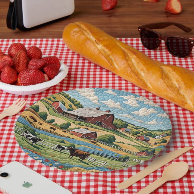 Country Farm Quilt Paper Plates (Picnic)
