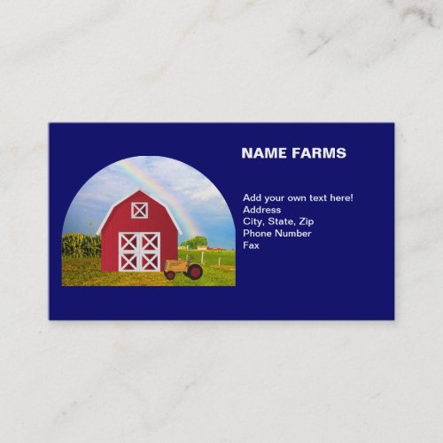 Country Farm Red Barn Blue Sky Your Name Business Card