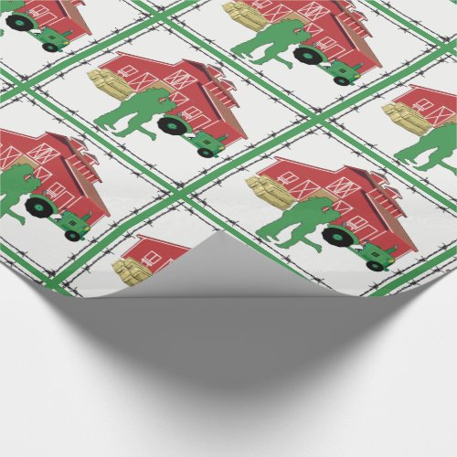 Country Farm Romantic  Couple With Barn Tractor Wrapping Paper