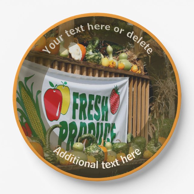 Country Farm Stand Personalized Party   Paper Plates (Front)