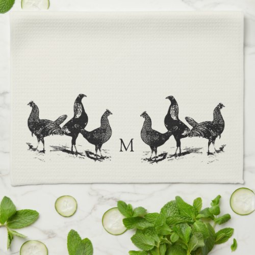 Country farm style chicken monogrammed kitchen towel