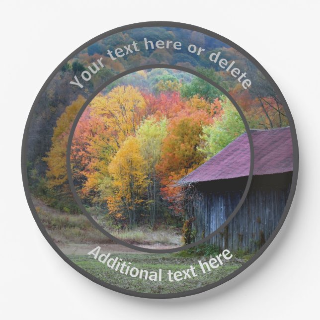 Country Farm Tobacco Barn Personalized Party  Paper Plates (Front)