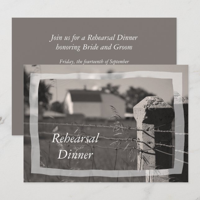 Country Farm Wedding Rehearsal Dinner Invitation (Front/Back)