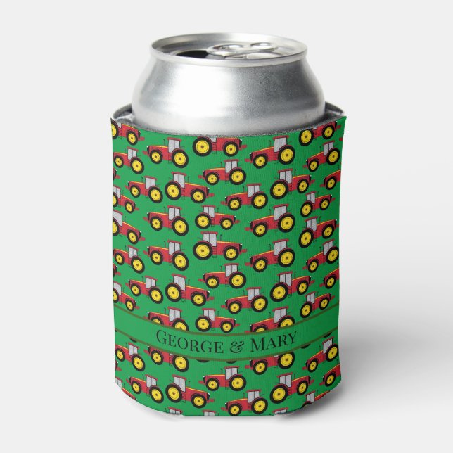 Country Farmer Tractors in Field Design Can Cooler (Can Front)
