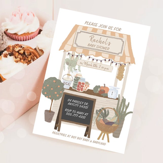 Country Farmers Market Locally Grown Baby Shower Invitation (Creator Uploaded)