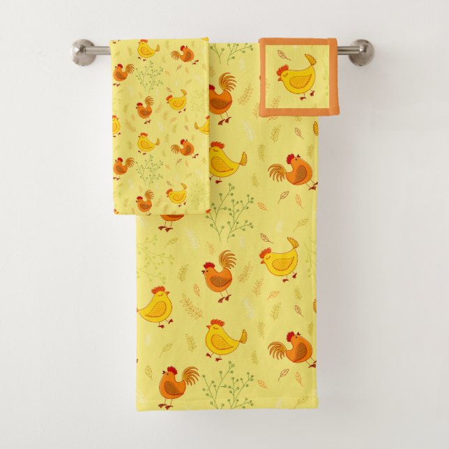 Country Farmhouse Chickens Bath Towel Set (Insitu)
