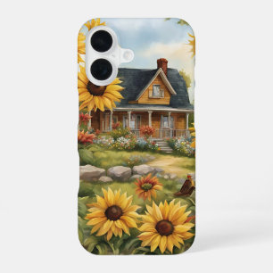 Country Farmhouse Dreamy Golden Sunflowers iPhone 16 Case