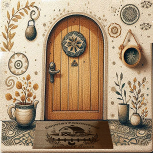 Country Farmhouse Holiday Home Rooster Minimalist Fiber Doormat