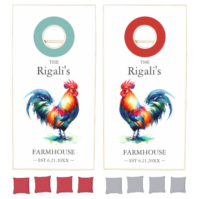 Country Farmhouse Rooster Cornhole Sets (Set)