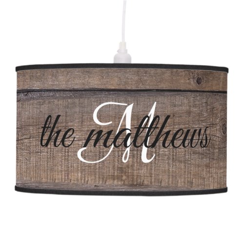 Country Farmhouse Rustic Barn Monogram Name Custom Ceiling Lamp