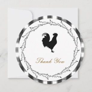 Country Farmhouse Rustic Wreath Plaid Check Round Thank You Card