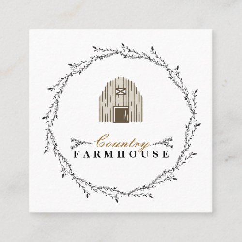 Country Farmhouse Rustic Wreath Square Business Card