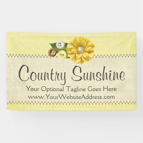 Country Farmhouse Yellow Sewing Buttons  Flower Banner