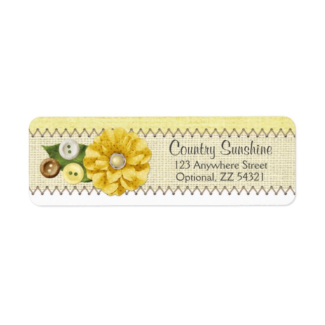 Country Farmhouse Yellow Sewing Return Address Label (Front)