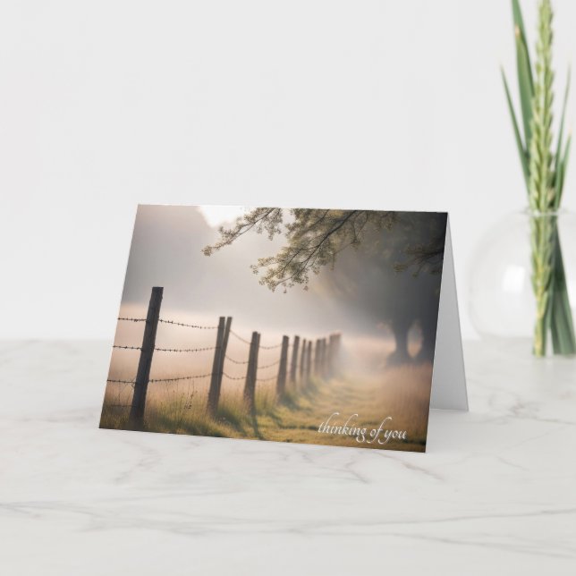 Country Fence In Morning Mist Card (Front)