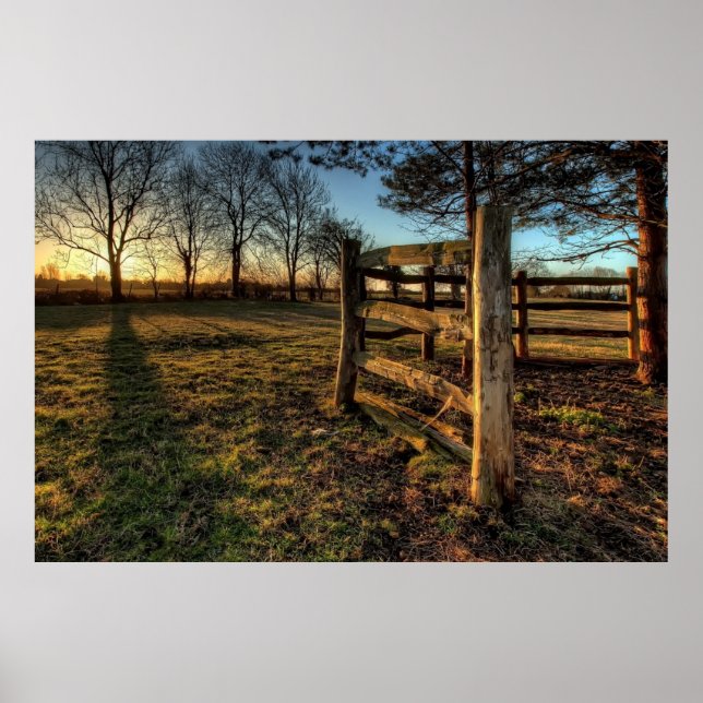 Country Fence Landscape Photo Nature Wall Poster (Front)