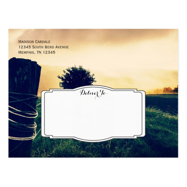 Country Field Fence Post Save The Date Postcards