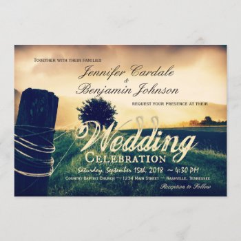 Country Field Fence Post Wedding Invitations by RusticCountryWedding at Zazzle