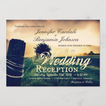 Country Field Fence Post Wedding Reception Invites by RusticCountryWedding at Zazzle