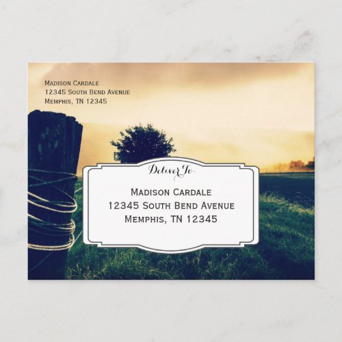 Country Field Fence Post Wedding RSVP Postcards