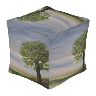 Country field oak tree nature ottoman