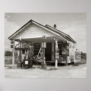 Country Filling Station, 1939. Vintage Photo Poster