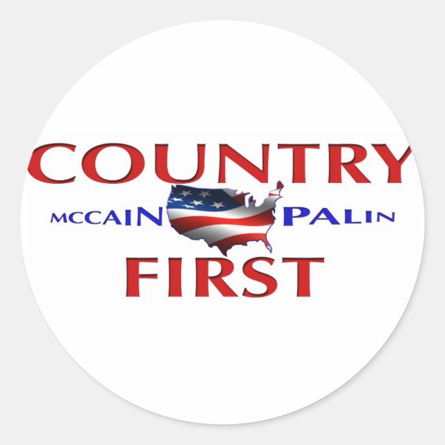 Country First John McCain Sarah Palin stickers (Front)