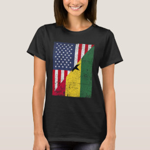 Country Flag Design Half USA Half Ghana T-Shirt