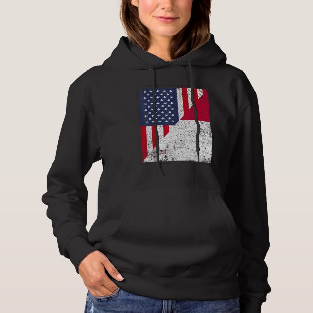 Country Flag Design  Half USA Half Malta Hoodie (Front)