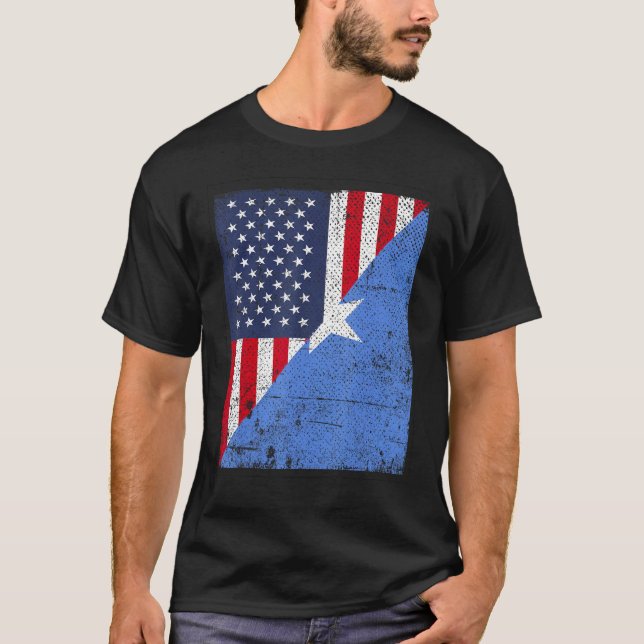 Country Flag Design  Half USA Half Somalia T-Shirt (Front)