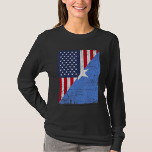 Country Flag Design Half USA Half Somalia T-Shirt