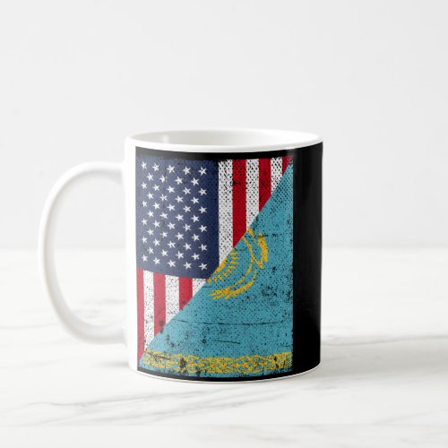 Country Flag Half Usa Half Kazakhstan  Coffee Mug